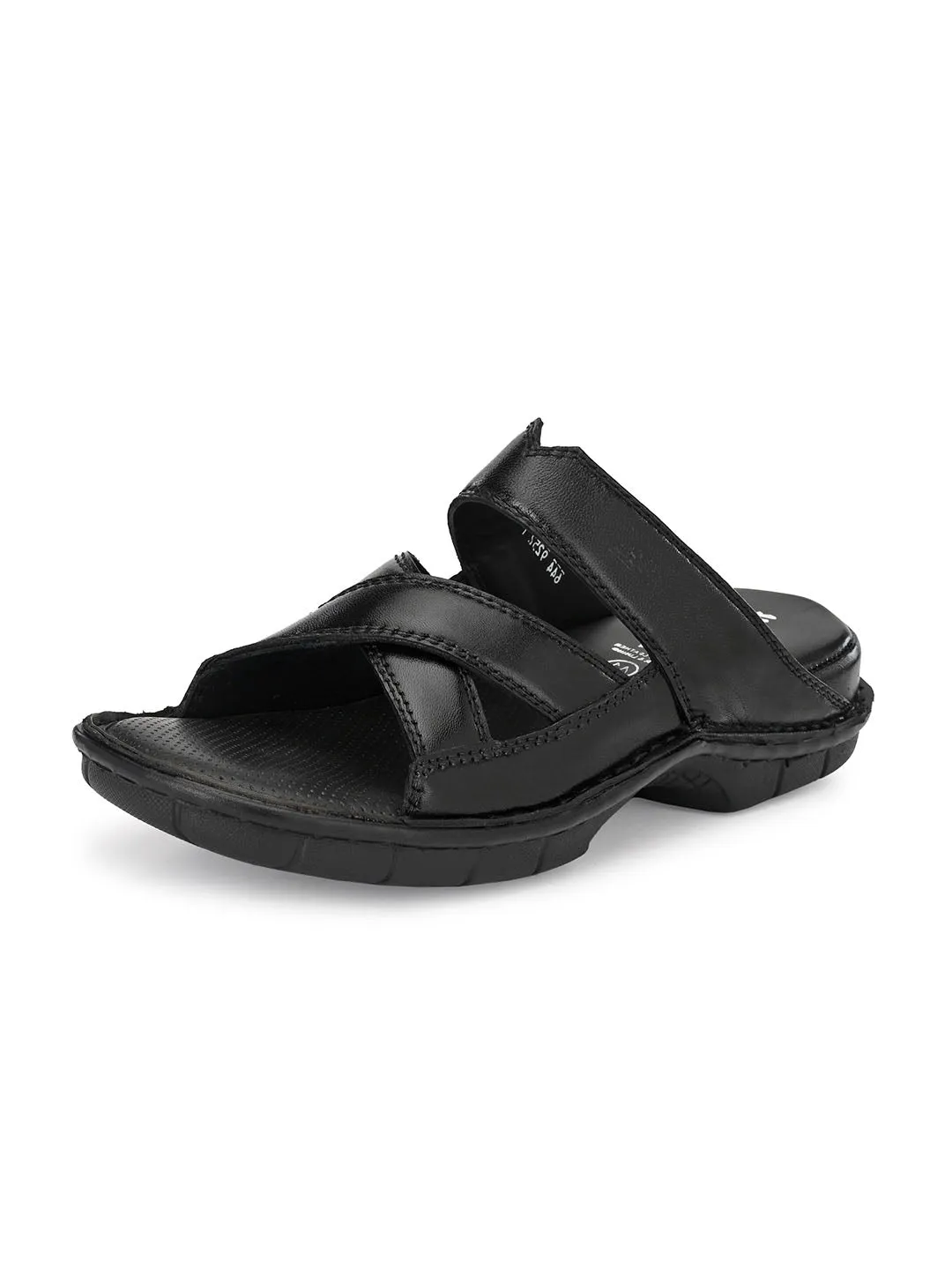 HITZ9252 Men's Black Leather Daily Wear Open Slipper