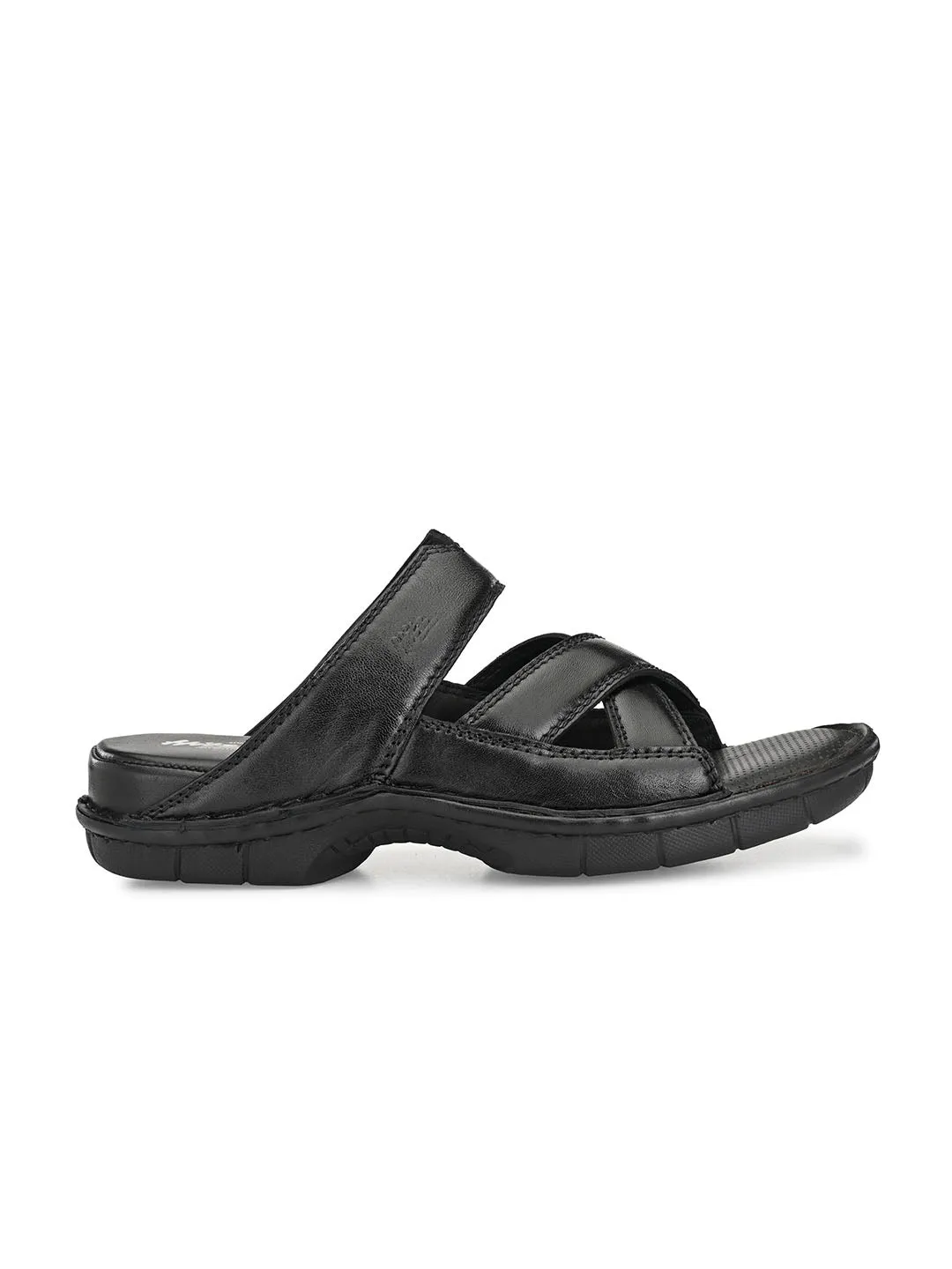 HITZ9252 Men's Black Leather Daily Wear Open Slipper