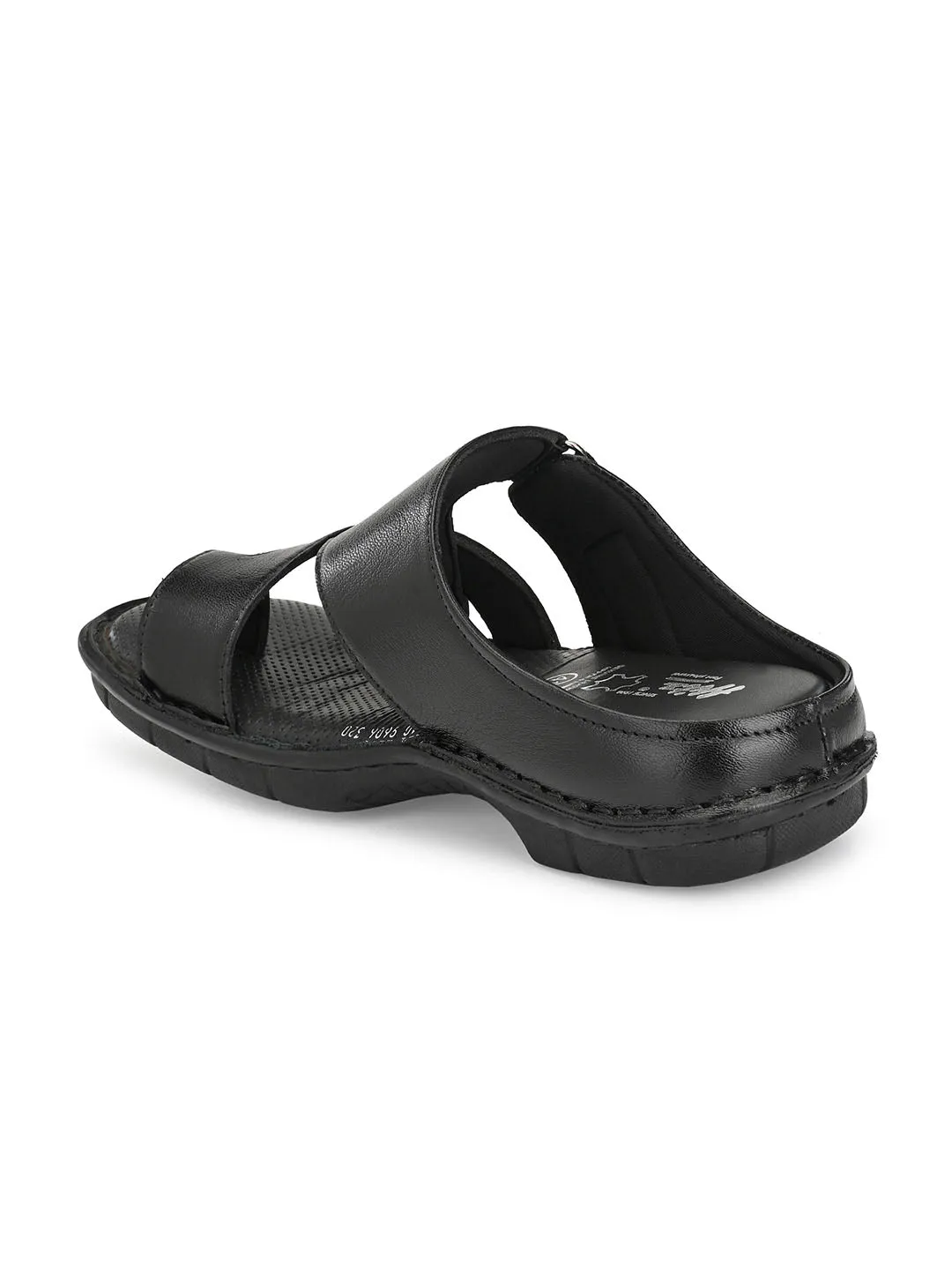 HITZ9606 Men's Black Leather Casual Open Slipper