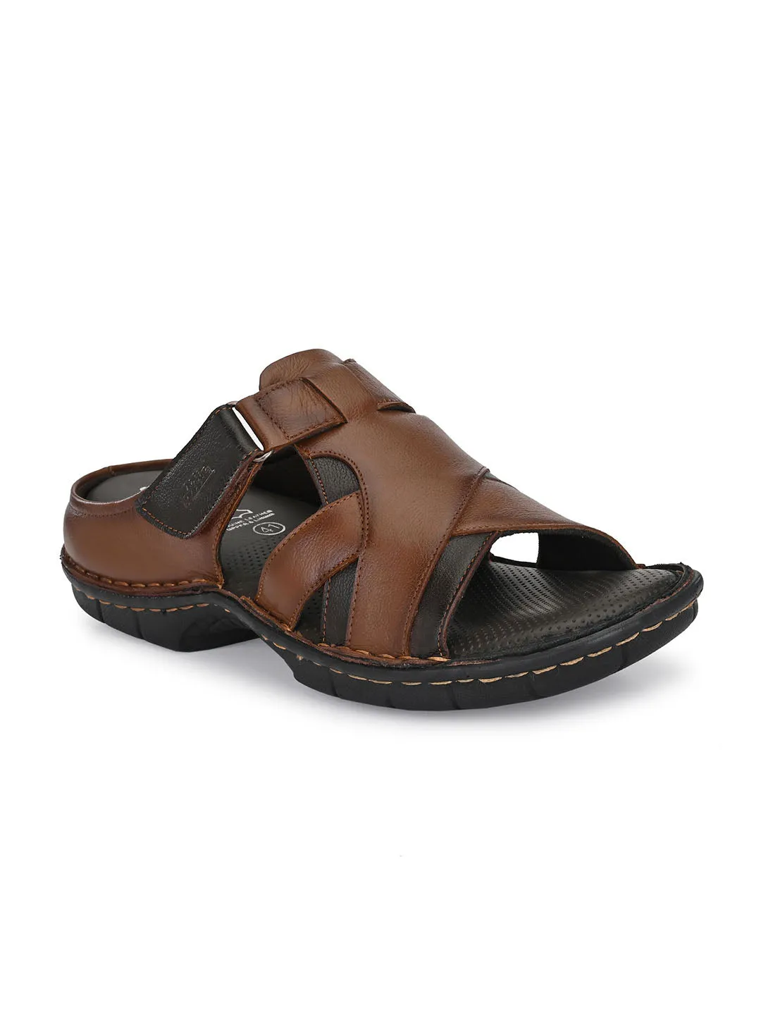 HITZ9609 Men's Tan Leather Casual Open Slipper
