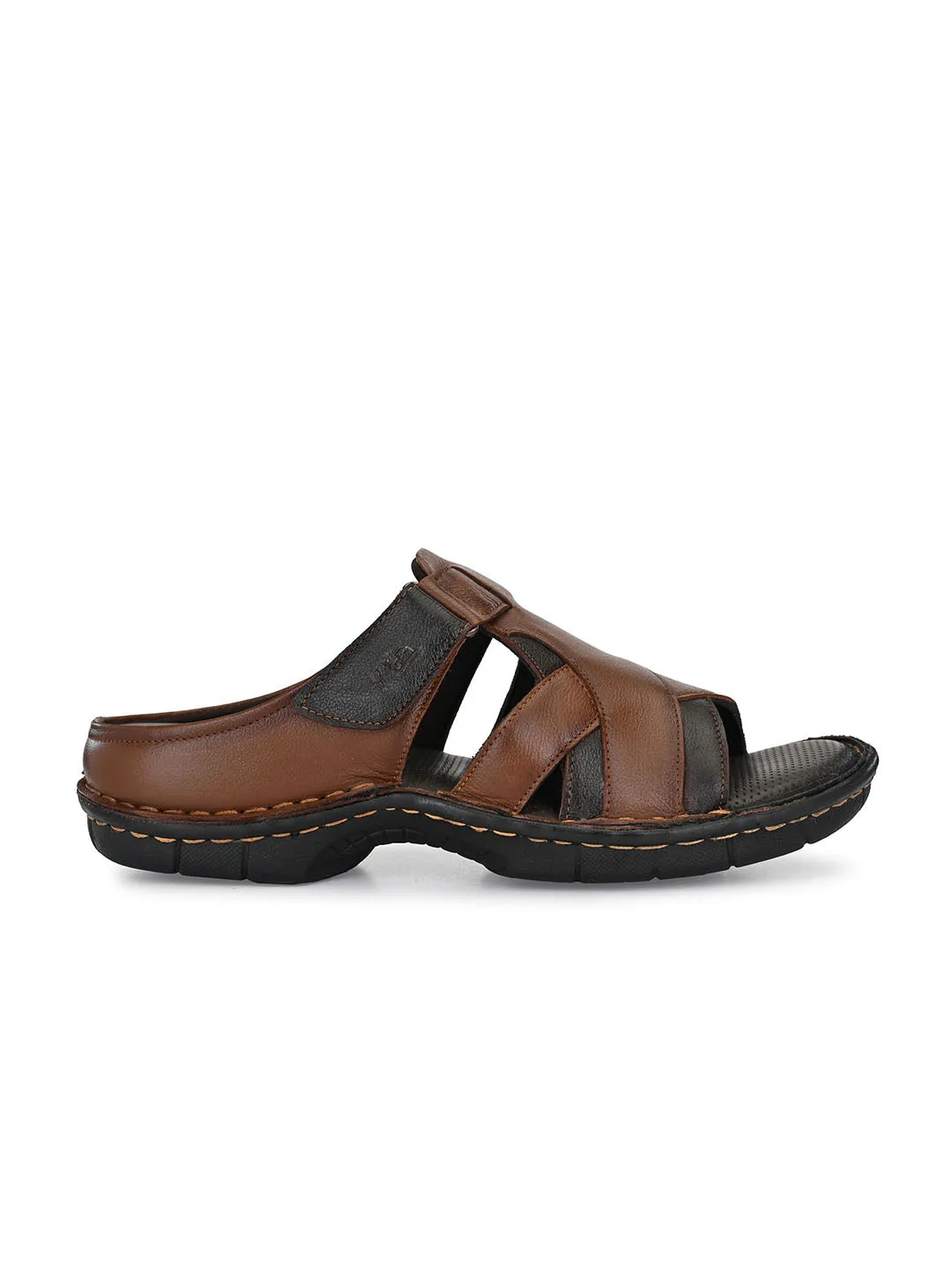 HITZ9609 Men's Tan Leather Casual Open Slipper