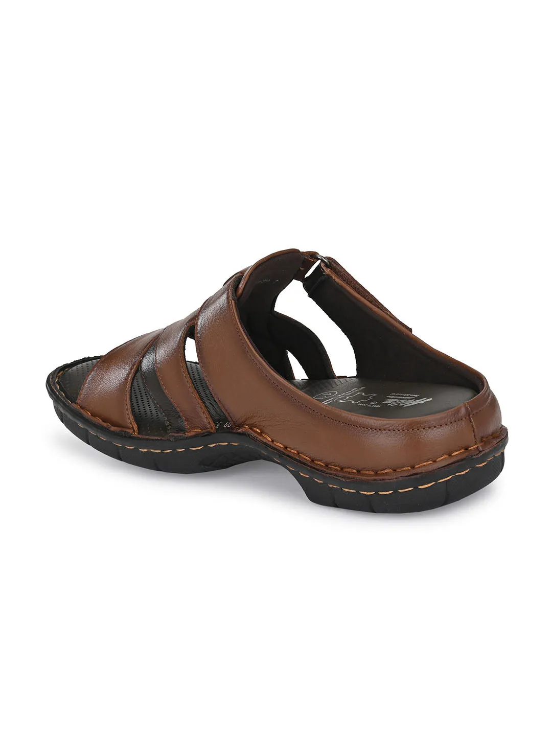 HITZ9609 Men's Tan Leather Casual Open Slipper