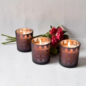 Home Artisan Dark Grey Floral-Pattern Candles - Set of 3