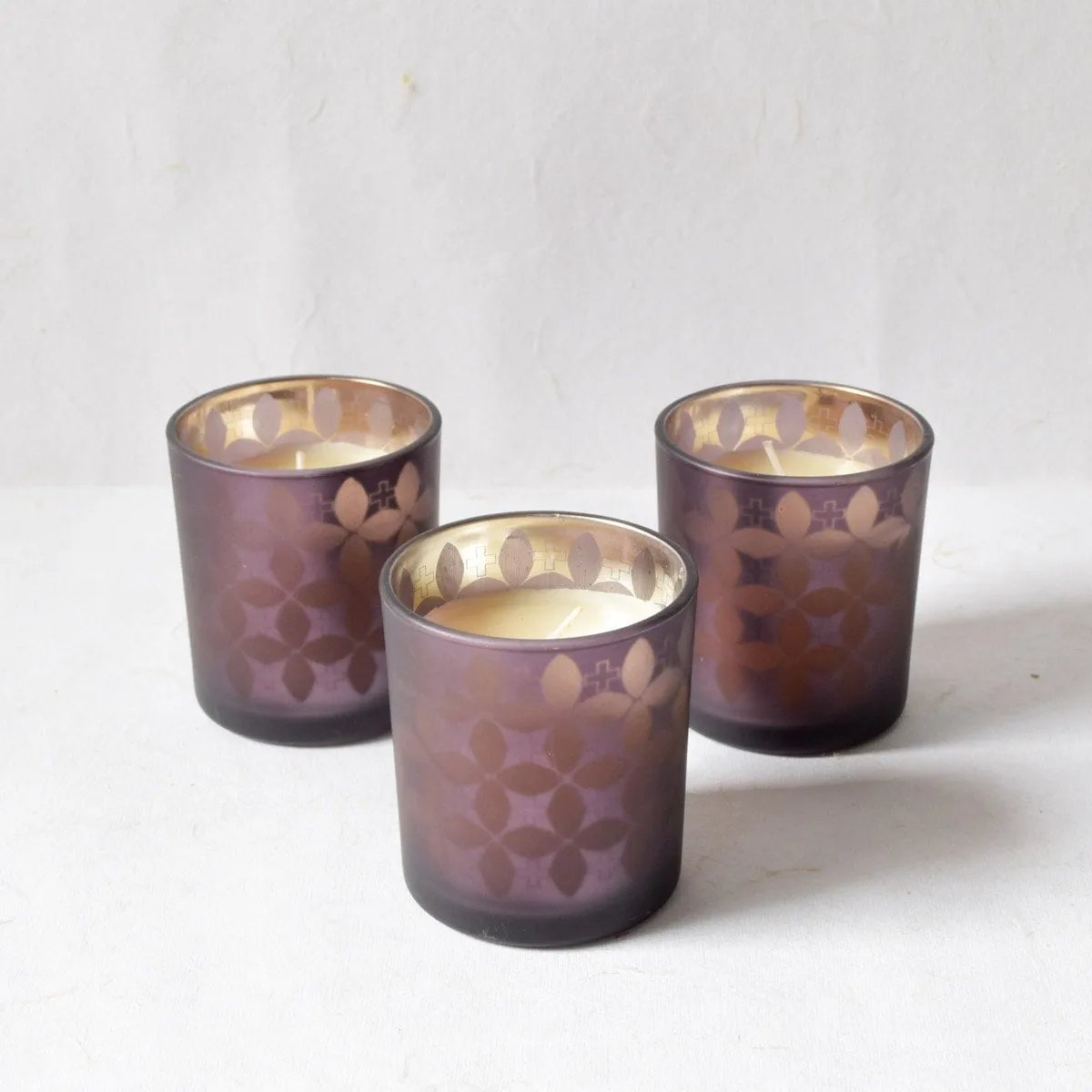 Home Artisan Dark Grey Floral-Pattern Candles - Set of 3