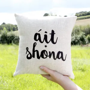 Irish Language Gifts | Cushion | Irish Linen Throw Pillow - Áit Shona