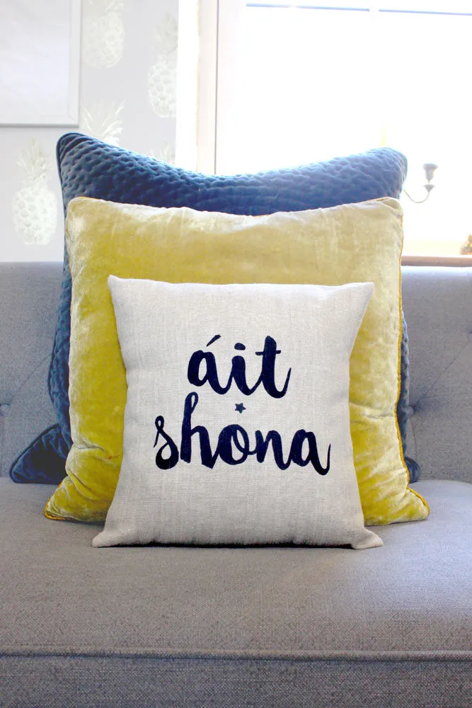 Irish Language Gifts | Cushion | Irish Linen Throw Pillow - Áit Shona