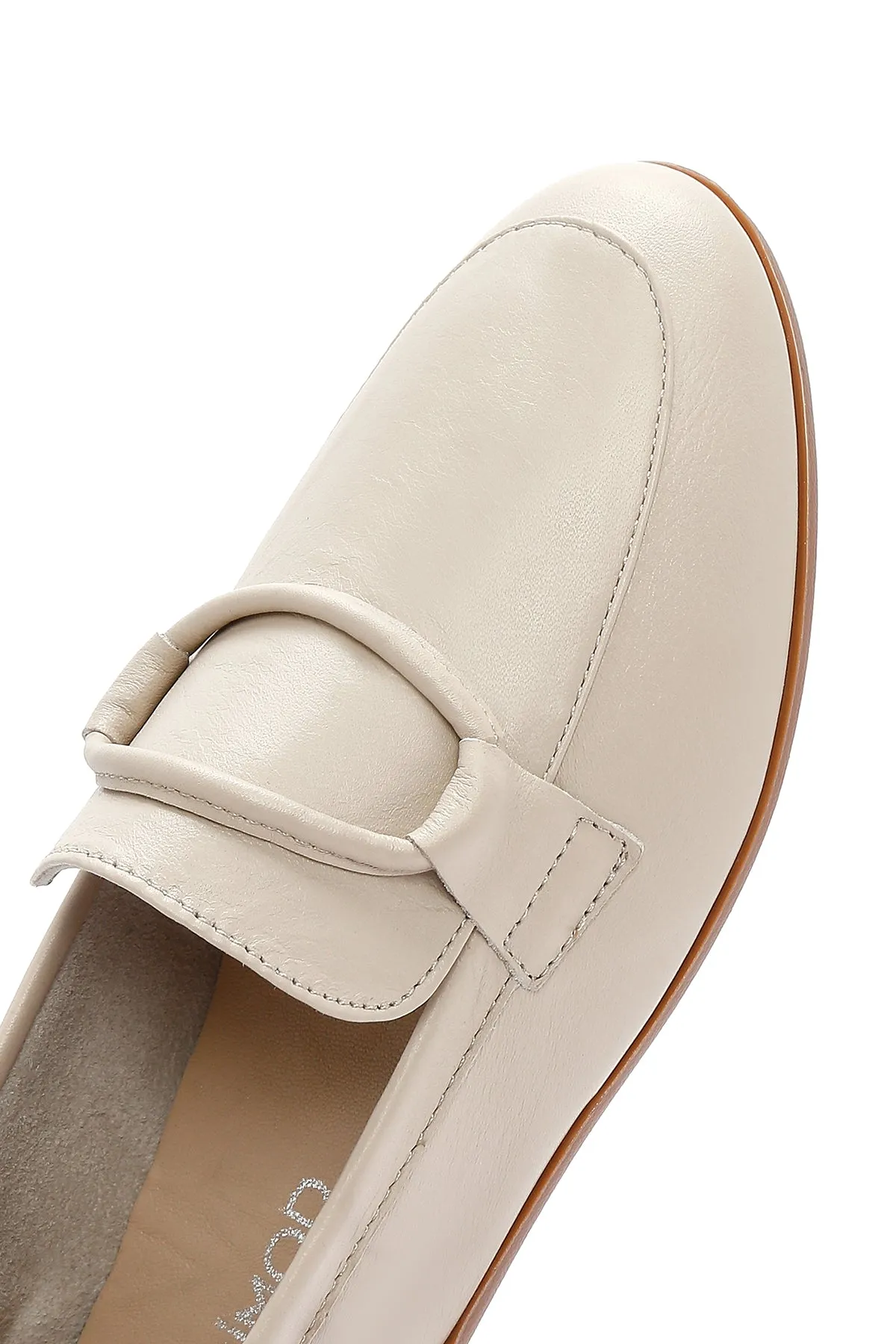 Kadın Bej Deri Casual Loafer