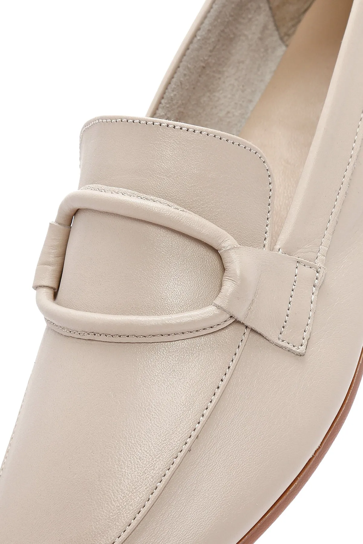 Kadın Bej Deri Casual Loafer