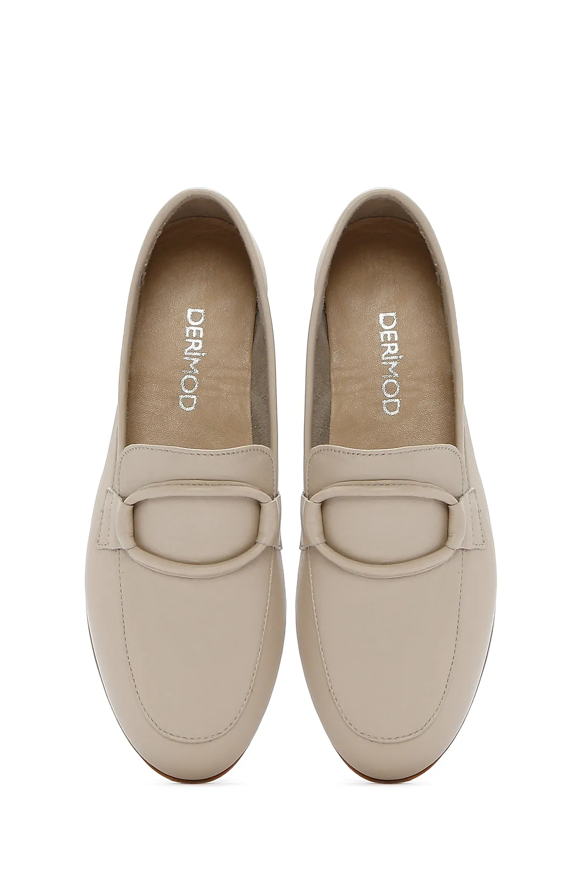 Kadın Bej Deri Casual Loafer
