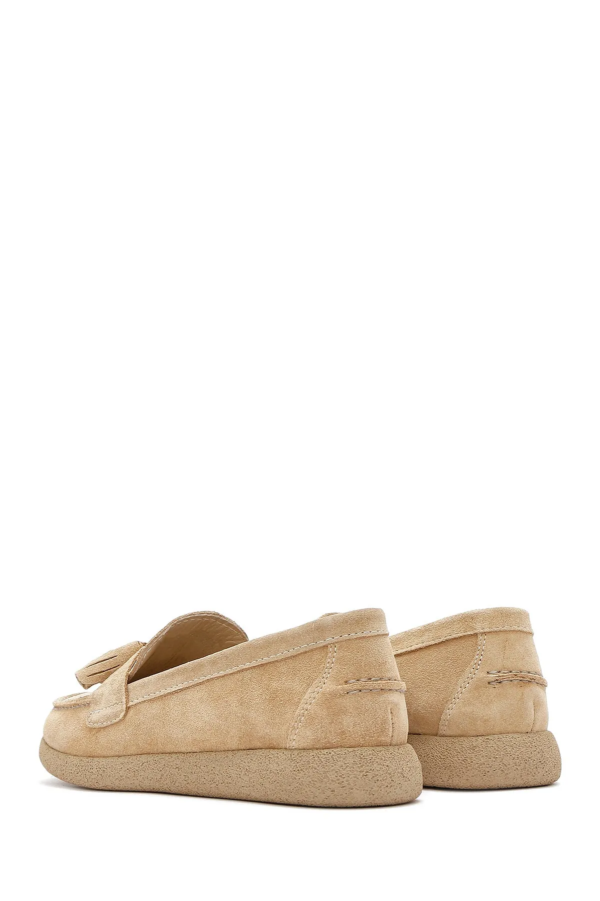 Kadın Bej Süet Deri Comfort Loafer