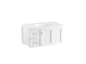 KOHLER K-99520-L-1WA Damask 36" wall-hung bathroom vanity cabinet with 1 door and 2 drawers on left