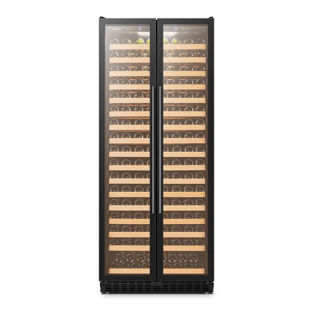 Lanbopro Black Single Zone Wine Cooler Glass French-Door 257 Bottle Capacity Lanbopro