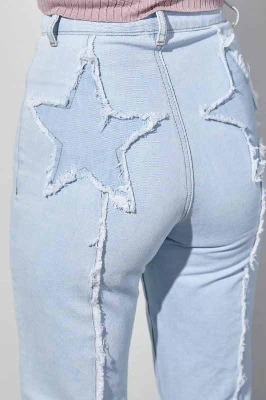 Light Wash Denim with Star Patch Detail