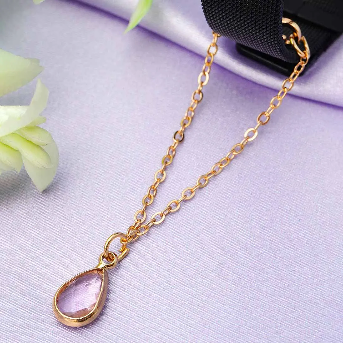 Lilac Teardrop Chain Watch Charm