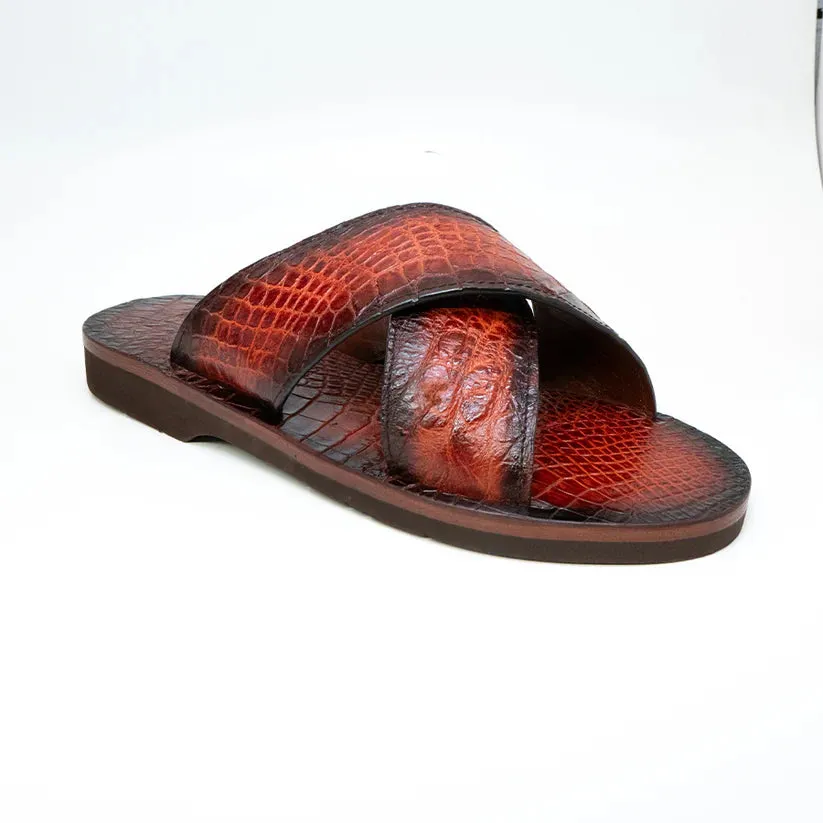 Marco Di Milano Elios in Cognac Alligator Sandals