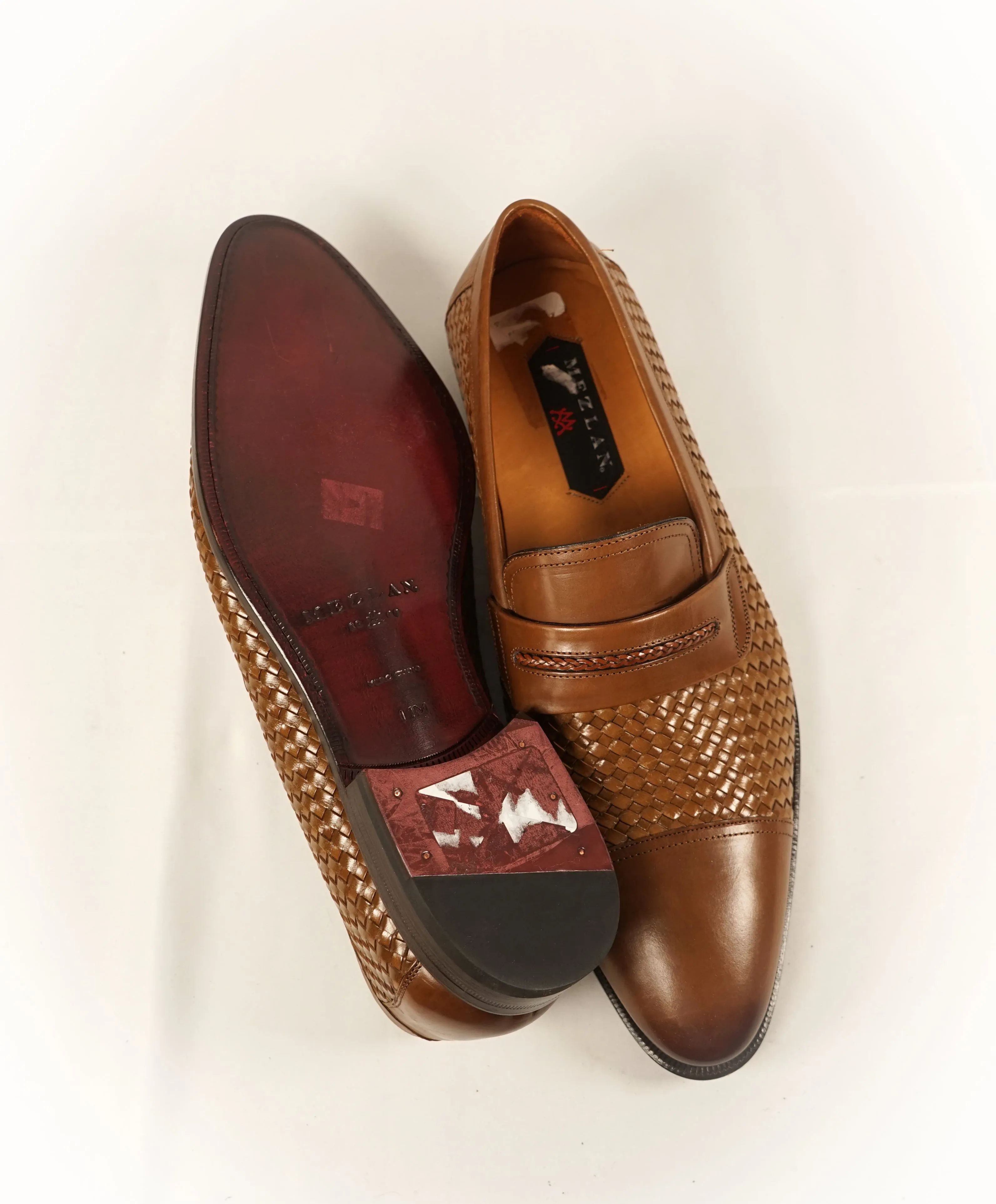 MEZLAN - Cap Toe Unique Braided Burnt Tip Leather Loafers  - 11