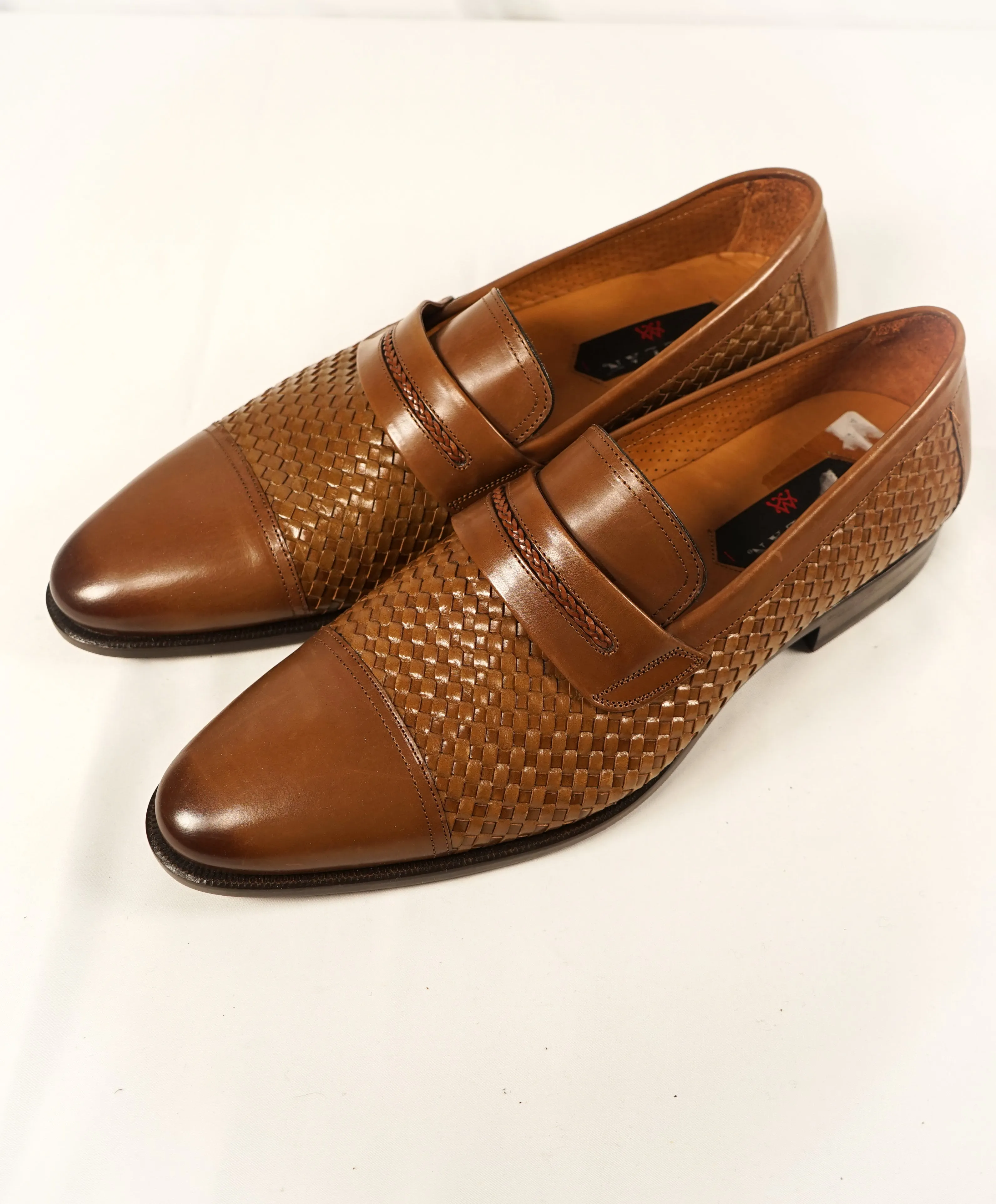 MEZLAN - Cap Toe Unique Braided Burnt Tip Leather Loafers  - 11