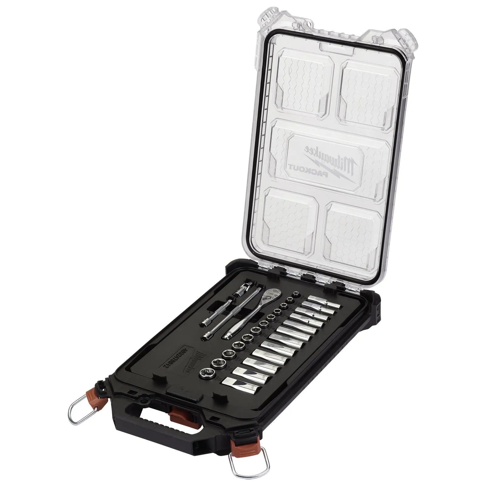 Milwaukee Ratchet and Socket Set 1/4" Drive 28 Piece Packout Compact Slim Organiser