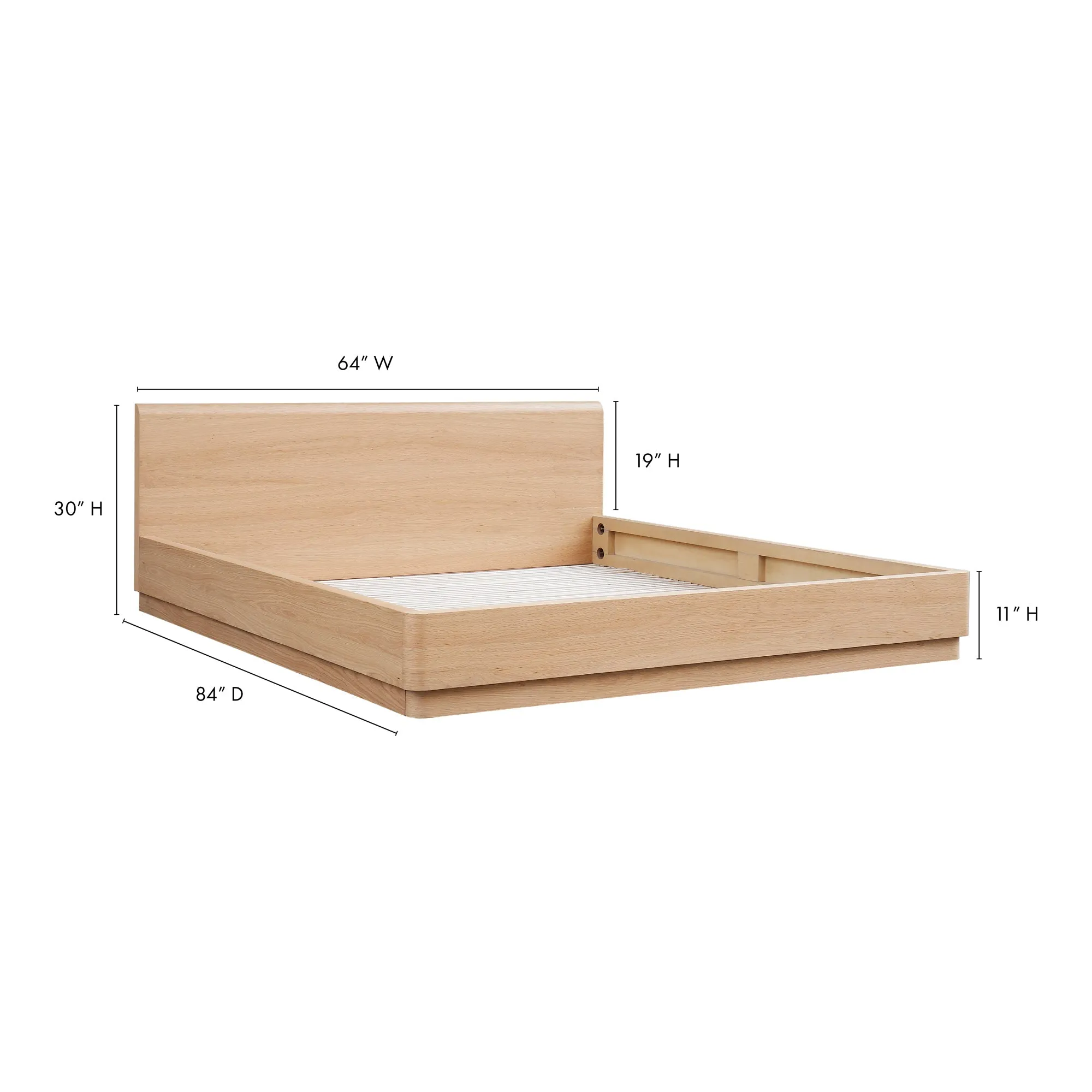 Moe's Home Collection Round Off Light Oak Brown Queen Bed