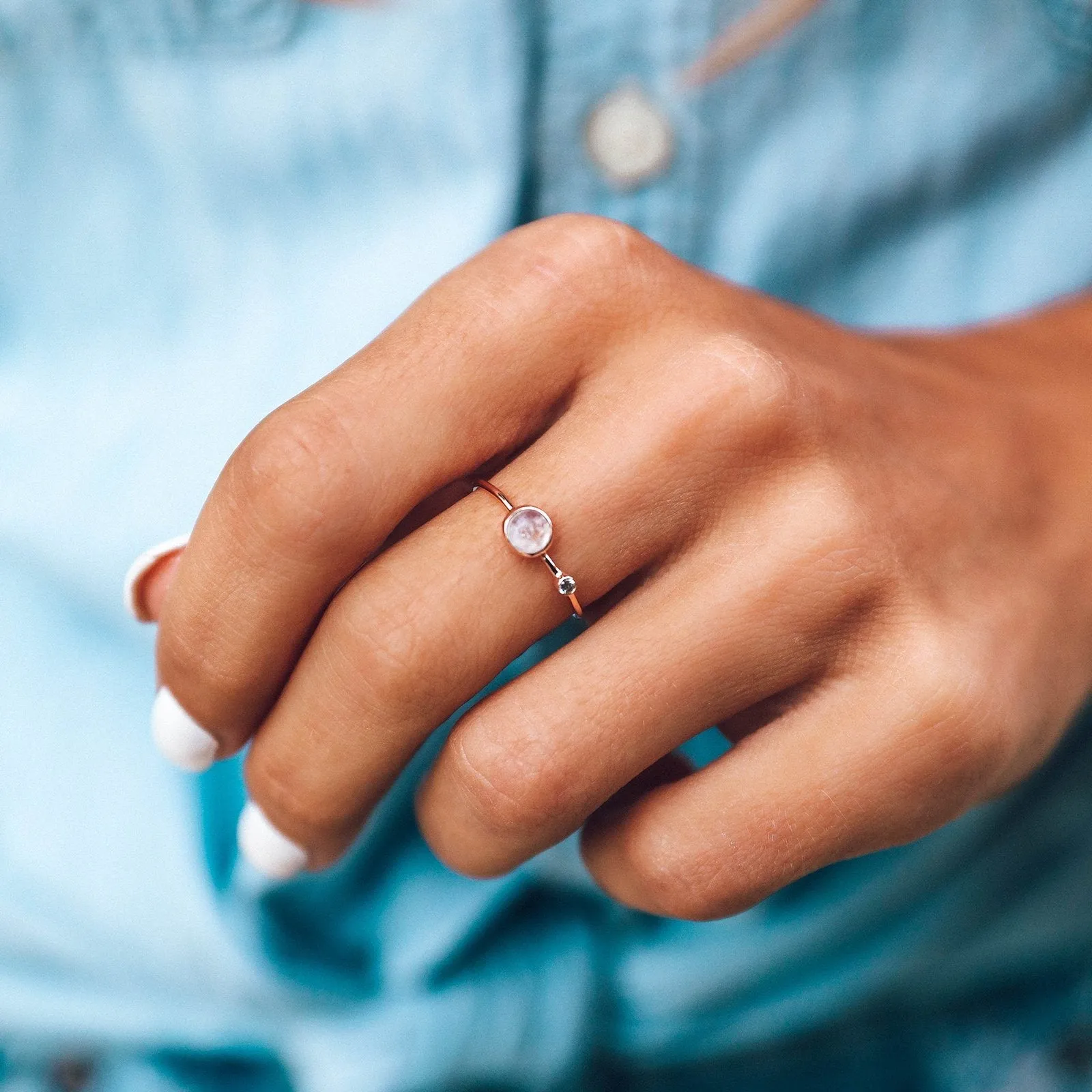 Moonstone Double Stone Ring