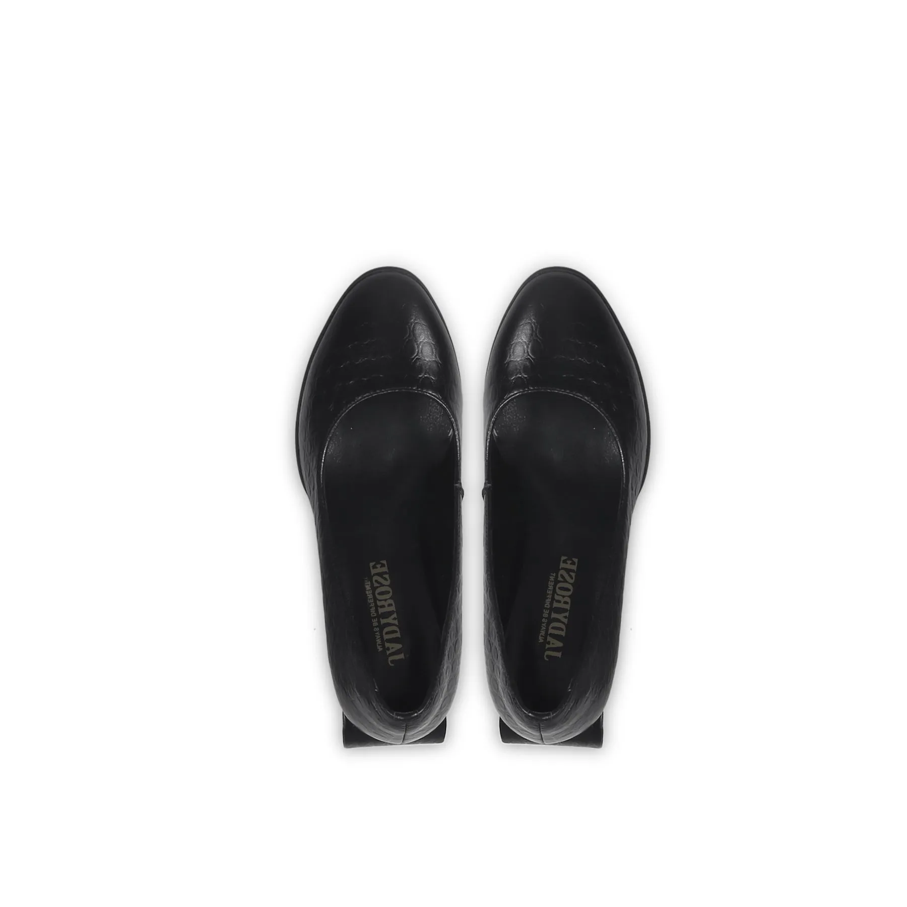 Open Triangle-Heel Leather Pump - Black