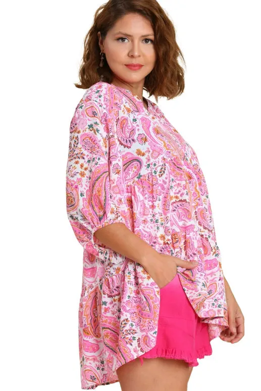 PERFECT PAISLEY TOP (PINK) -PLUS