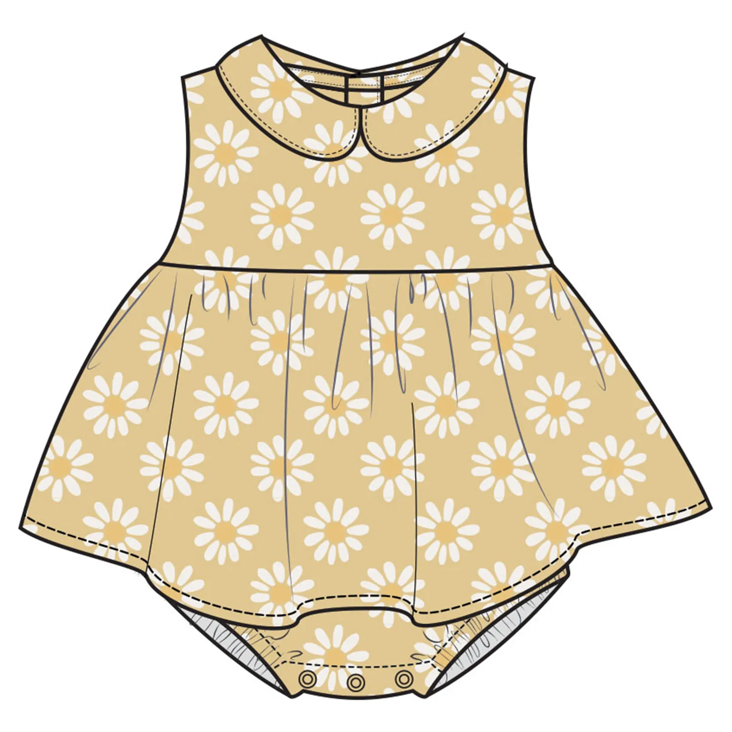 Peter Pan Collar Sleeveless Bubble with Skirt