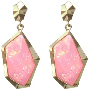Pink Iridescent Faux Gemstone Post Earrings