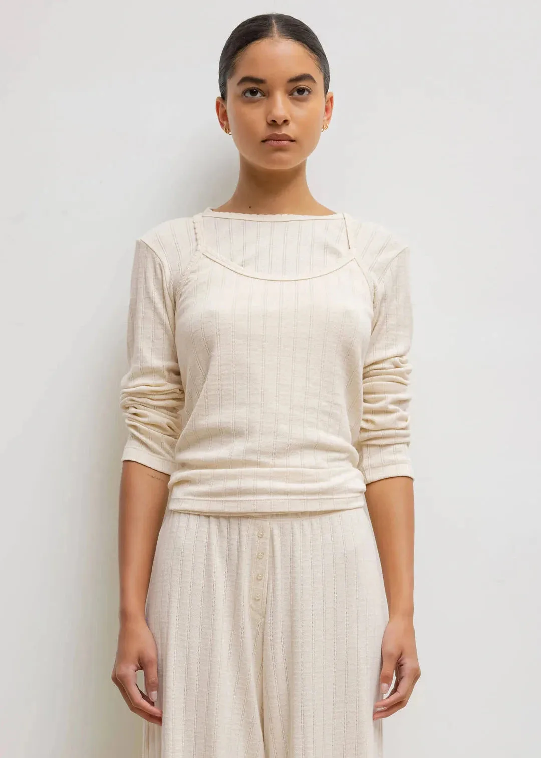 Pointelle Slim Fit Long Sleeve