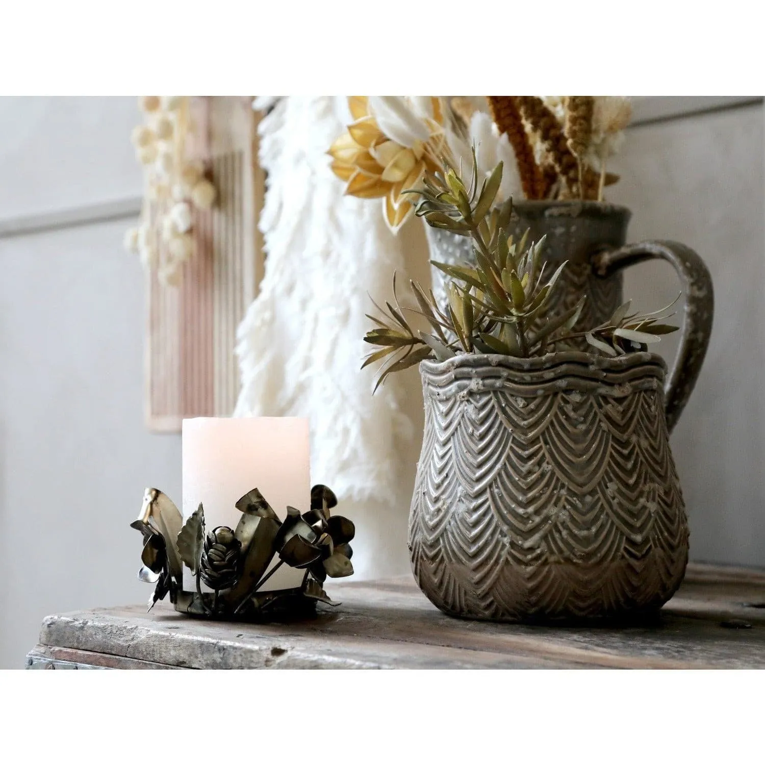 Portacandela Metal Roses