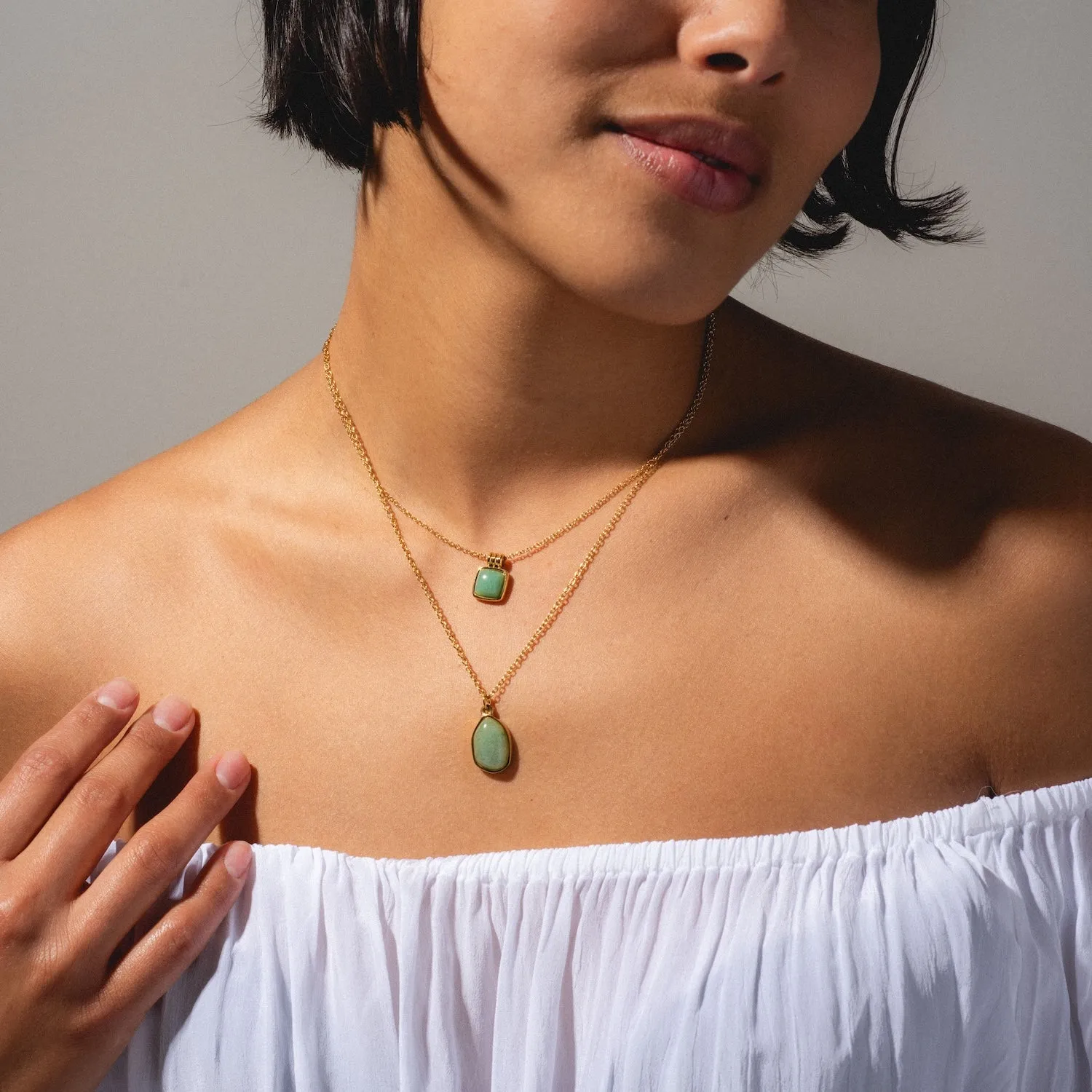 Puzzle Pebble Aventurine Stone Necklace
