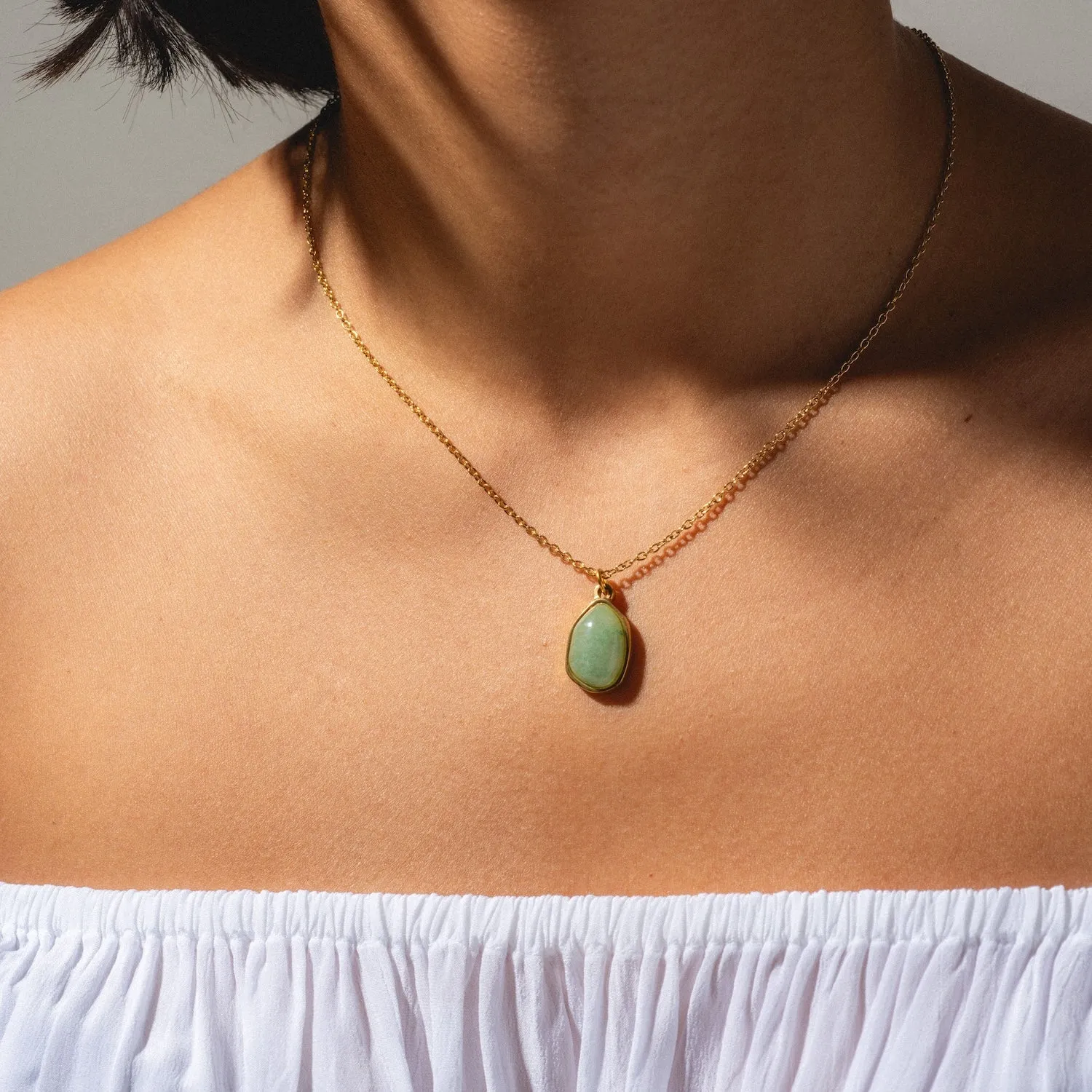 Puzzle Pebble Aventurine Stone Necklace