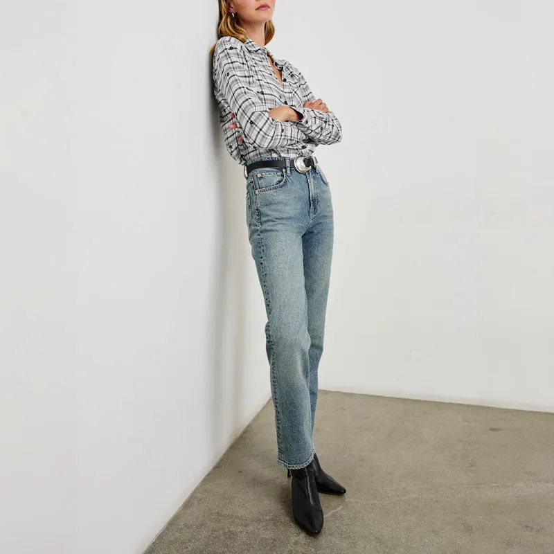 RAILS Milo L/S Shirt in Stone Flocked Daisies