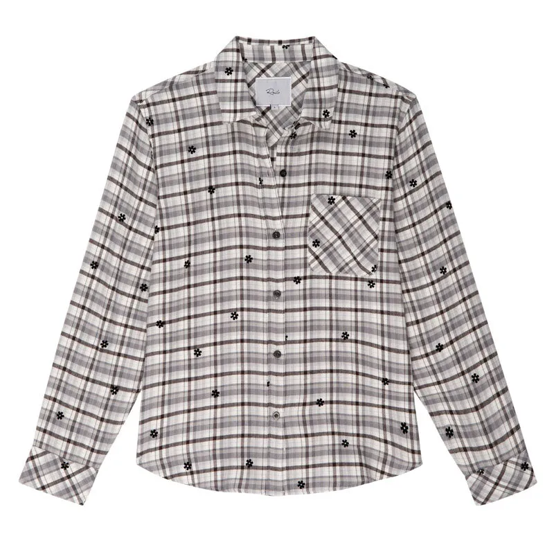 RAILS Milo L/S Shirt in Stone Flocked Daisies