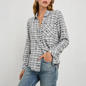 RAILS Milo L/S Shirt in Stone Flocked Daisies