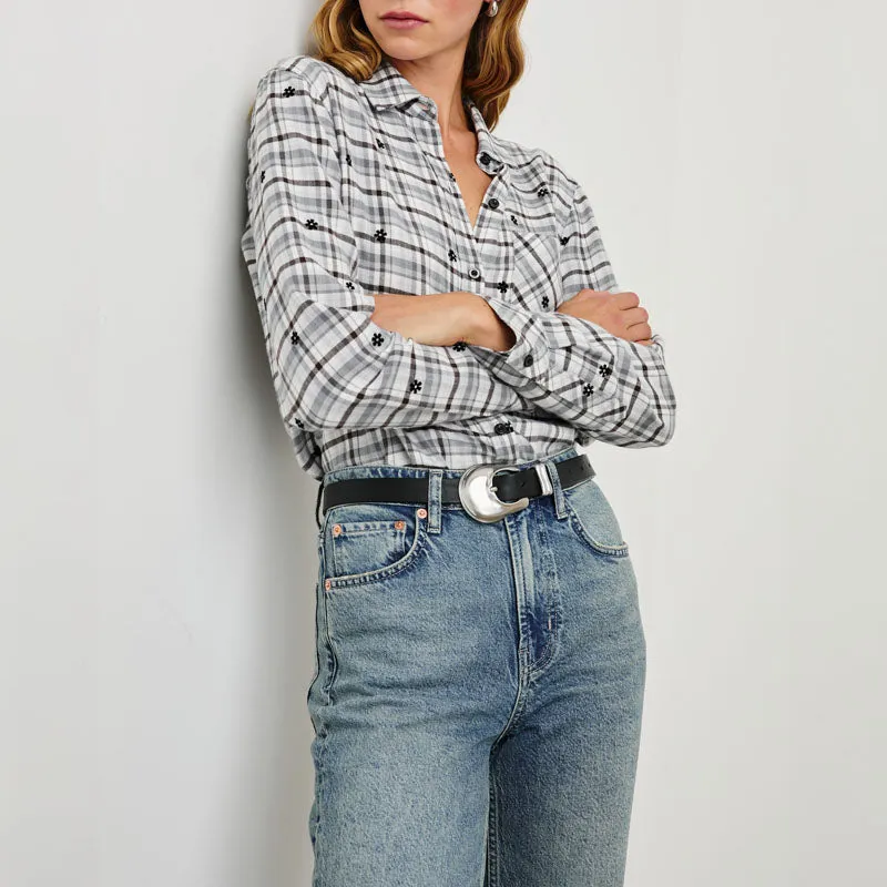 RAILS Milo L/S Shirt in Stone Flocked Daisies