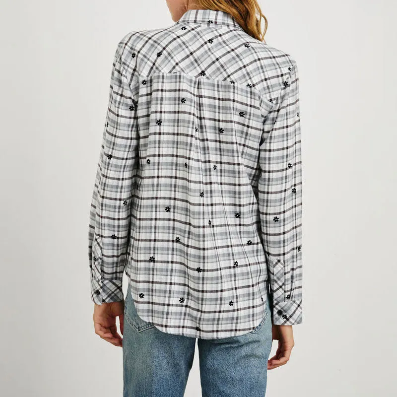 RAILS Milo L/S Shirt in Stone Flocked Daisies