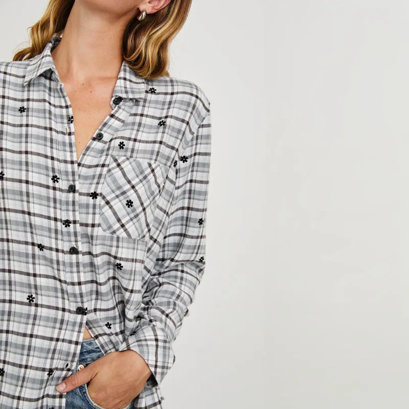 RAILS Milo L/S Shirt in Stone Flocked Daisies