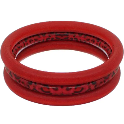 Red 3-Piece Wooden Cheetah Stacked Bracelets