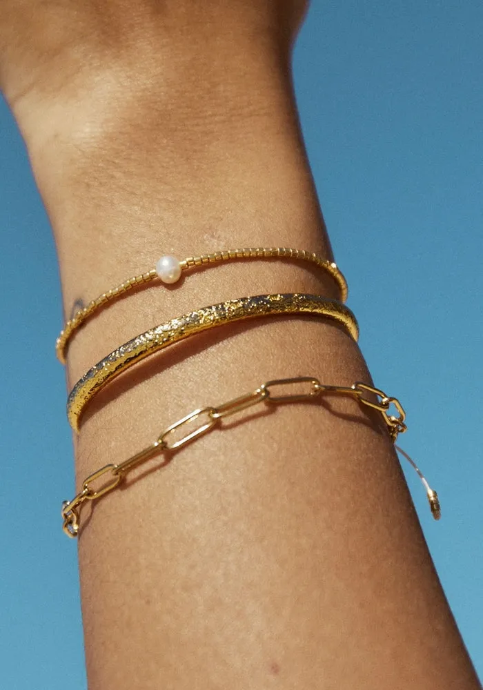 River Gold and Pearl Bracelet