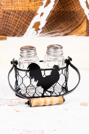 Rooster Basket with Salt & Pepper Shaker Set