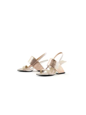 Rose Gold Croc Embossed Leather Slingback