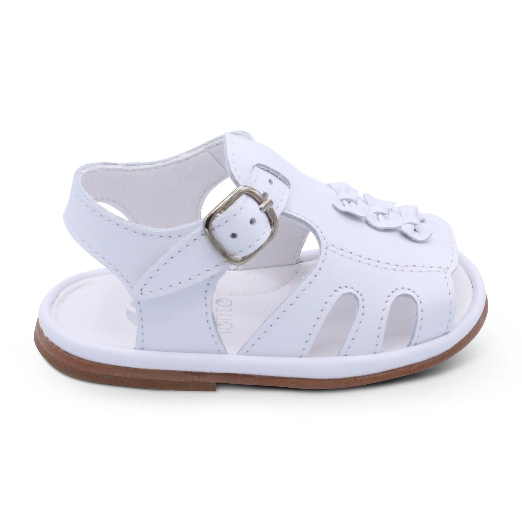 'Serena' Girls White Leather Open-Toe Sandals