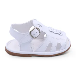 'Serena' Girls White Leather Open-Toe Sandals