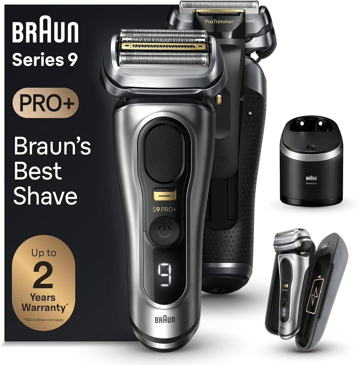 Series 9 PRO  Electric Razor for Men, 5 Pro Shaving Elements and Shave-Preparing Procomfort Head for Closeness & Skin Comfort, 6In1 Smartcare Center, Wet or Dry Use, Charging Stand, 9597Cc
