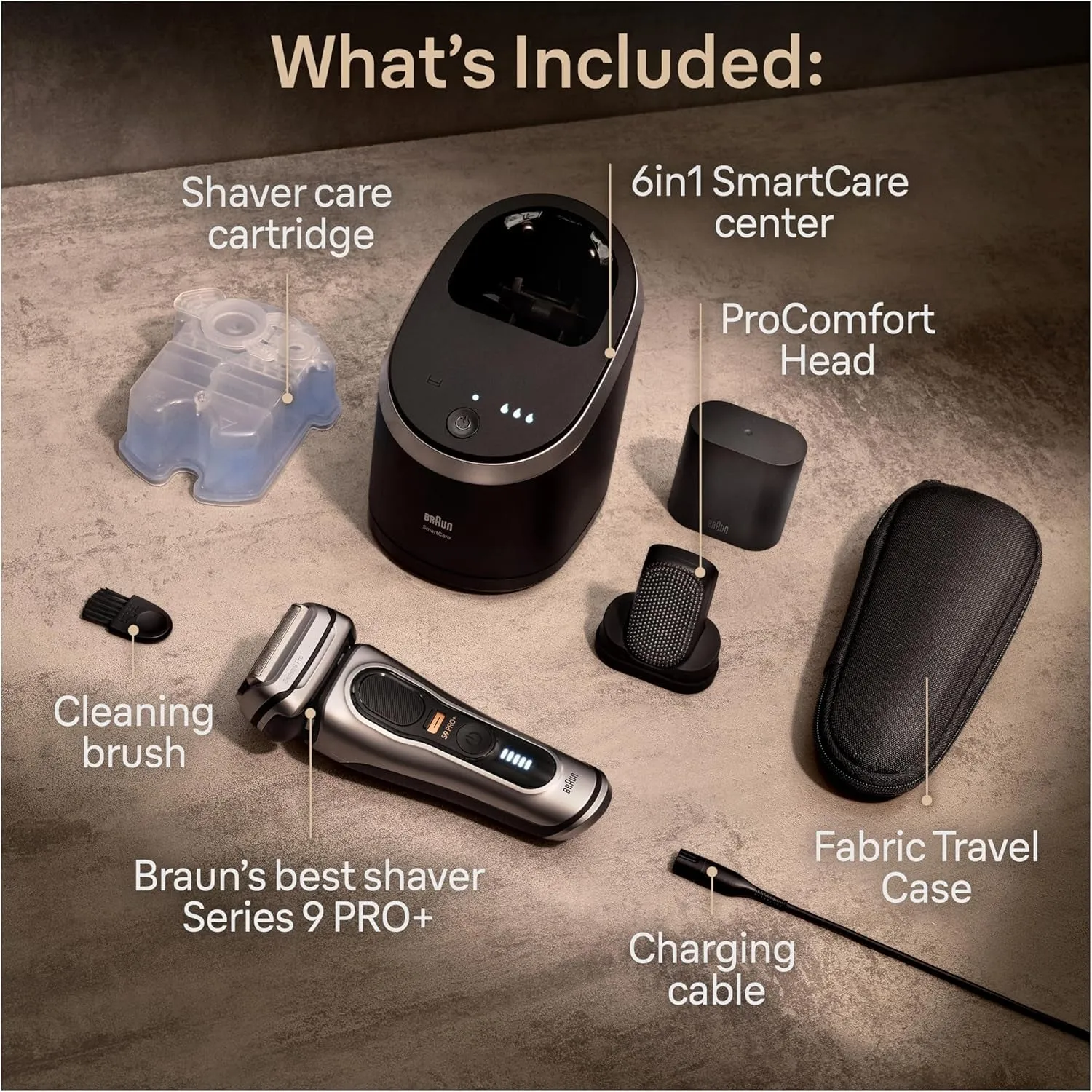 Series 9 PRO  Electric Razor for Men, 5 Pro Shaving Elements and Shave-Preparing Procomfort Head for Closeness & Skin Comfort, 6In1 Smartcare Center, Wet or Dry Use, Charging Stand, 9597Cc
