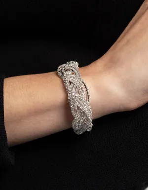 Silver 3 Row Diamante Braid Bracelet