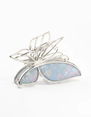 Silver Blue Butterfly Acrylic Claw Clip