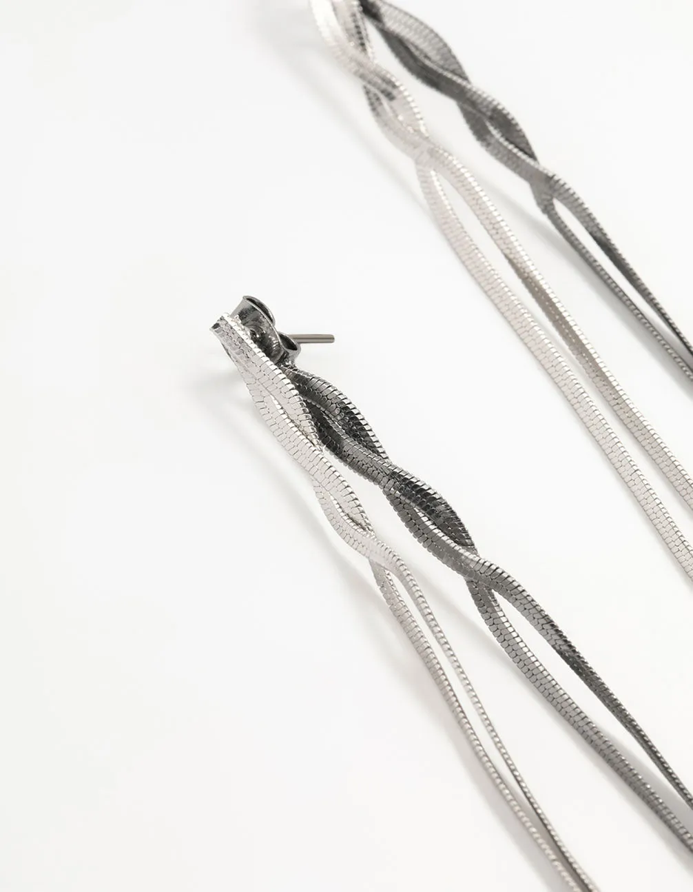 Silver Front Back Chain Drop Earrings