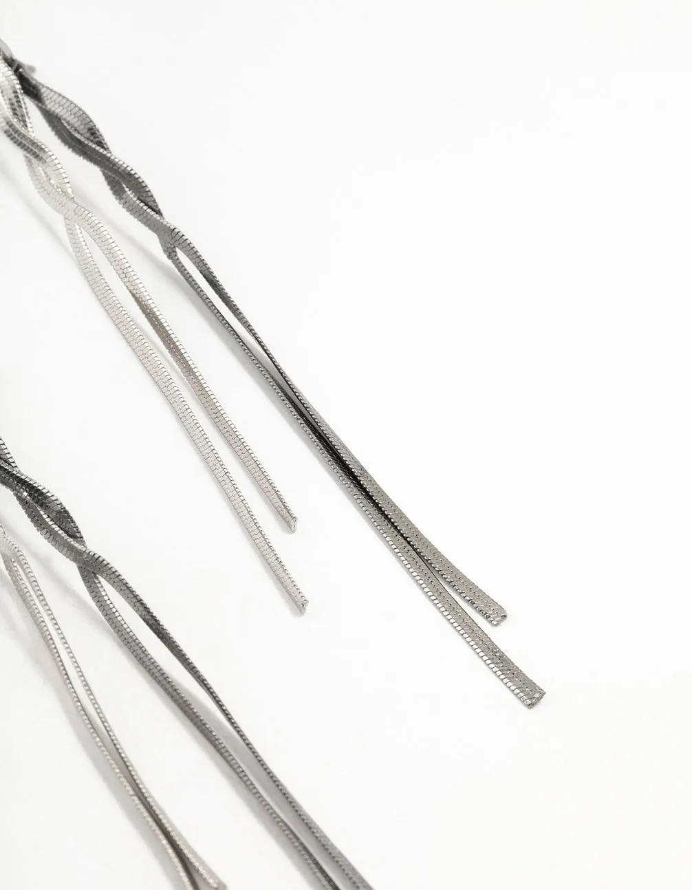 Silver Front Back Chain Drop Earrings